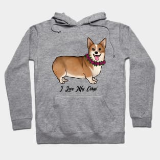 I Love My Corgi Dog With Rose Necklace Hoodie